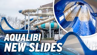 Riding the NEW Water Slides at Aqualibi 2023  Walibi Belgium [upl. by Ecar]