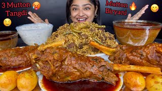 3 SPICY MUTTON RAAN CURRY WITH HYDERABADI MUTTON BIRYANI AND FRIED EGGS SPICY GRAVY ASMR MUKBANG [upl. by Akzseinga]