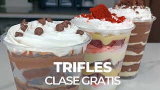 TRIFLES  POSTRES EN VASO  RECETA DE BROWNIE  Clase Gratis [upl. by Notsuh343]