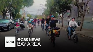 San Francisco students caravan to school together with quotbike busquot convoy [upl. by Akired]