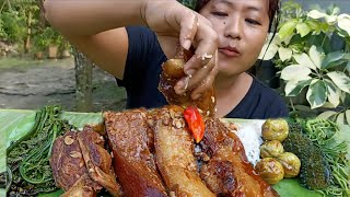 Smoked pork with axone and different varieties of vegetables northeast naga mukbang [upl. by Zoha]