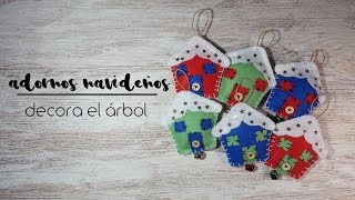 Adornos DIY para el árbol de Navidad 🎄 2  casitas de fieltro [upl. by Hedwig491]