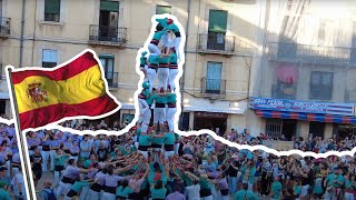 Castells Human Tower Festival in Tarragona Catalunya Spain Placa de Font June 2022 [upl. by Doro]