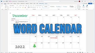 Insert an Editable Calendar to Microsoft Word [upl. by Adnof]