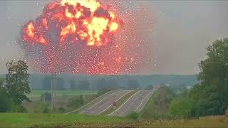 Massive explosion at Ukraine ammunition depot forces evacuation [upl. by Clara703]