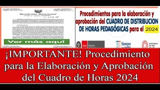 ELABORACIÓN Y APROBACIÓN DEL CUADRO DE DISTRIBUCIÓN DE HORAS 2024 [upl. by Repotsirhc102]