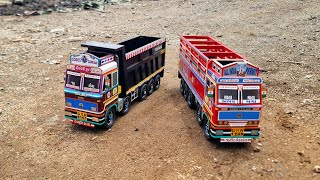 TATA and ASHOK LAYLAND  Truck Miniature  Tipper and Body Truck Miniature Model  Miniature Making [upl. by Bianka]