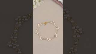 Crystal Pearl Necklace Making with Thread  Simple Pearl Necklace Design How to Make Beaded Jewelry [upl. by Saidel]