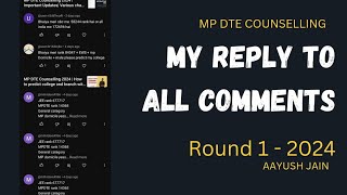 MP DTE Counselling 2024  Reply to all comments  What will you get at your rank  College predictor [upl. by Ahtennek124]