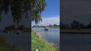 ⛵🌅 Boats at Canal between Middelburg and Vlissingen travelwithhugof zeeland netherlands boats [upl. by Akcirehs]