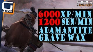 SEKIRO  Best End Game Farm Method 6000 XPMin 12k SenMin Grave Wax Adamantite Scraps [upl. by Casilda]