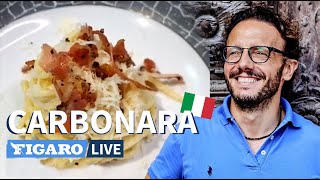 La vraie recette de spaghetti carbonara italienne par le chef Simone Zanoni 👨🏼‍🍳 [upl. by Agnella]