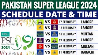 Pakistan Super League 2024 Schedule  PSL 2024 Schedule  PSL 2024 Schedule Time Table [upl. by Millman958]