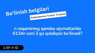 2misol  Bolinish belgilari  Axborotnoma Testlar Toplami 97412  Matematika [upl. by Dusa589]