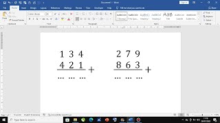 How to Make Addition Three Digit Numbers in Microsoft Word ll Maths [upl. by Aileda371]