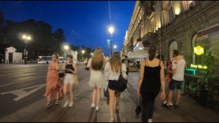 Russia Walking at night in SaintPetersburg Nevsky Avenue 4K [upl. by Boulanger203]