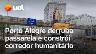 Enchente no Rio Grande do Sul Porto Alegre derruba passarela e constrói corredor humanitário [upl. by Ttocserp]