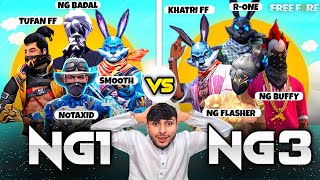 NG1 VS NG3😨 SMOOTH VS KHATRI💀 4VS4  freefire nonstopgaming [upl. by Junie]