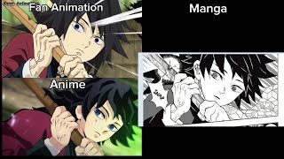 Giyu vs SanemiAnimeFan animation and Manga comparison Demon slayer season 4 hashira training arc [upl. by Ecnar]