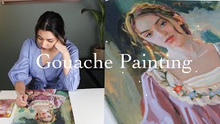 Gouache Portrait Painting  Little Changes  Patreon  Talks [upl. by Nahtanaoj156]