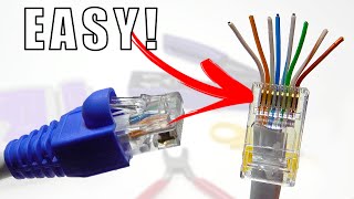 How to Wire Up Ethernet Plugs the EASY WAY Cat5e  Cat6 RJ45 Pass Through Connectors [upl. by Alban216]