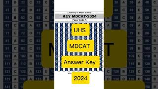 UHS MDCAT Answer Key 2024 Mdcat 2024 Answer key 2024 mdcat uhs paper solution [upl. by Basilio]