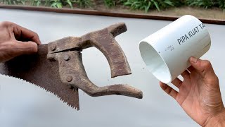 Dont throw away the old saw Fix it yourself like new with PVC pipe [upl. by Gwenn]