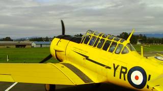 CMF Harvard Mark II PampW R1340 600hp Radial engine warm startup with smoke [upl. by Etnohs]