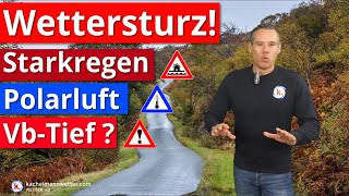 Heftiger Wettersturz mit Starkregen Polarluft Alpenschnee und möglichem VbTief [upl. by Acinoev]