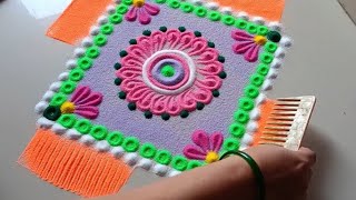 Creating Rangoli By Using Comb  Easy and Beautiful Rangoli Design  Smooth and Relaxing Rangoli [upl. by Asit]