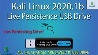 Easiest way to make a fully loaded Kali Linux Live persistence 20201b USB drive  technoMAK [upl. by Ahsilam]