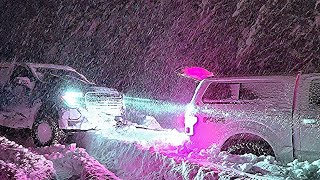 Lifted Trucks in Snow Wheeling part 3 Sierra at4 35s F150 37s F250 37s Land Cruiser 34S Rubicon [upl. by Smukler]