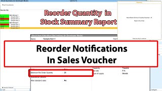 Reorder Notifications In Sales Entry [upl. by Yentterb]