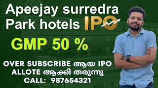 Apeejay surrendra Park Hotels IPO review in Malayalam invest or Avoid  listing gain  GMP [upl. by Nieberg636]