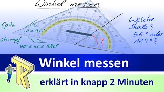 Winkel messen  erklärt in knapp 2 Minuten [upl. by Enelahs]