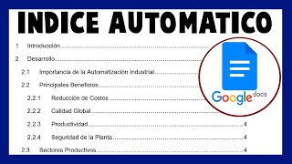 ✅ INSERTAR ÍNDICE AUTOMÁTICO EN GOOGLE DOCS  NUMERACIÓN DE TÍTULOS Y SUBTÍTULOS 🔥 [upl. by Kirschner947]