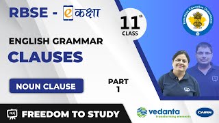 RBSE  Class  11th  English  Grammar  Clauses  Noun Clause  E  Kaksha [upl. by Anuqahs]