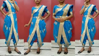 dhoti silk saree draping tutorial  how to drape dhoti saree step by step [upl. by Marlowe]