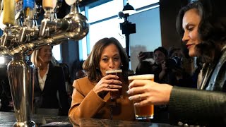 Kamala Harris amp Gretchen Whitmer Trying to Gain Votes by Drinking Beer [upl. by Dur]