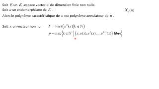 Théorème de CayleyHamilton  le poly caractéristique de u est annulateur de u [upl. by Sakram]