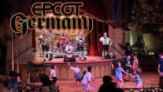 Epcot World Showcase Germany Pavilion Eating at Biergarten [upl. by Inod]