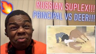 Russian Suplex Reaction to Principal vs Deer Nichijou [upl. by Attelrahs]