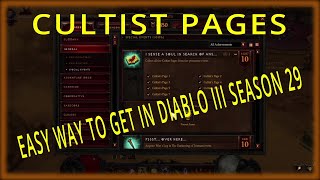 CULTIST PAGES EASY WAY TO GET IN ANY SEASON DIABLO III [upl. by Aliuqahs387]