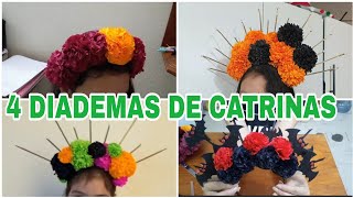 🏵️4 DIADEMAS de CATRINAS DE PAPEL FACILES DE HACER DIADEMAS DE CATRINAS PARA DIA DE MUERTOS [upl. by Assirok]