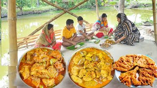 popi kitchen eating golden fish curry macher dim and kumro fuler bora hot rice [upl. by Cassidy50]