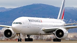 AirFrance Boeing 777200 FGSPQ Landing at ClermontFerrand Auvergne Airport [upl. by Suirauqed]