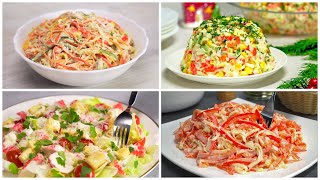 Популярные САЛАТЫ С КРАБОВЫМИ ПАЛОЧКАМИ 4 Рецепта от Всегда Вкусно [upl. by Hareema]