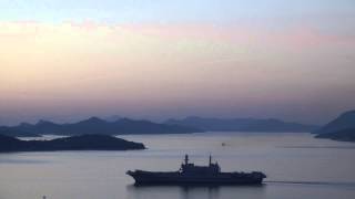 CAVOUR Italian Aircraft Carrier departure from Dubrovnik port [upl. by Jessalin]