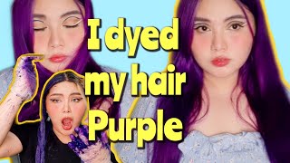 I dyed my hair PURPLE  NO DAMAGE  VEGAN HAIR COLOR  Technicolor MNL ASH PURPLE  Polin Polin [upl. by Antsirhc676]