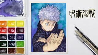 Drawing  Gojo Satoru  Jujutsu Kaisen  Watercolor  Part 2  呪術迴戰  五條悟  畫畫 [upl. by Lejeune114]